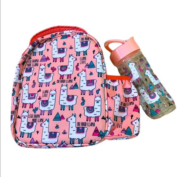 Super Cute Fit + Fresh Less Drama More Llama Insulated Lunch Bag W/ Bottle. - Picture 5 of 9